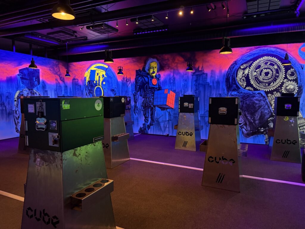 Blacklight murals in The Cube